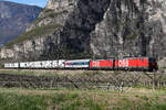 1293 102 und 017 mit einer ROLA am 4.4.26 in der Nähe von Mezzocorona.