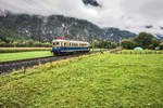 4042.01 der NBiK fährt als SR (Sillian - Lienz), bei Leisach vorüber
Aufgenommen am 16.9.2017.