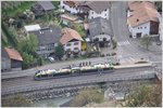 Stadler GTW/ATR 100 am Haltepunkt Staben im Vinschgau/Val Venosta.(16.04.2016)