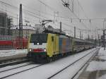 Die ES 64 F4-091 von Nord Cargo am 14.02.2010 mit einem Brenner EC in Mnchen Hbf.