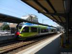 Ein noch unnummerierter GTW 2/6 fr die FNM (Ferrovia Nord Milano) steht am 25.5.2011 in Romanshorn auf Testfahrt ab dem Stadler-IBS-Werk in Erlen.