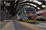 Ein neuer Trenonord ETR 425 Triebzug wartet in Milano auf die Abfahrt nach Tirano.
22. Juni 2015