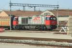 G 2000.24 der ACT verlässt mit einem Nahgüterzug den Bahnhof Reggio Emilia; 07.05.2009