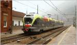 Flirt ETR 155 der Treno Alto Adige (Sdtirol Bahn) fhrt von San Candido nach Fortezza.  
Bf Fortezza (Franzensfeste) 19.2.2012