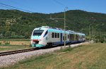 Minuetto-Triebwagen bei Calbenzano auf der Strecke Arezzo-Stia (Linie der LFI) im Juli 2009.