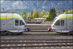 16. April 2026 im Bahnhof Lienz. 2 ETR 170 abgestellt Kopf an Kopf 