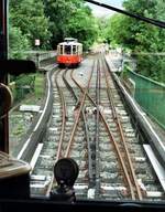 Turin_Zahnradbahn Sassa-Superga_In der Ausweiche.