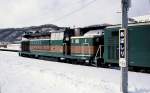 Die DE10 1660 mit dem Treibeis-Sonderzug: Die Lok steht bereit, den Zug südwärts zu schieben; am anderen Ende steht ein Steuerwagen. Es handelt sich um die letzten verbleibenden 37 km  Strecke an der Küste von Ost-Hokkaido. Abashiri, 17.Februar 2009. SEMMÔ-LINIE 