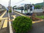 Matsuura-Bahn: Wagen 603 in Saza, 26.Juli 2013.