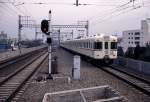 Iyo-Bahn / Keiô Konzern (Tôkyô): Einige dieser Züge des Keiô-Konzerns in Tôkyô (Baujahre 1963-1969) gelangten gebraucht zur Iyo-Bahn auf der Insel Shikoku, so auch der im Bild zu sehende Wagen 5754. Tôkyô-Hachimanyama, 5.Januar 1973. 