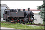 Auf der dem Hauptgebäude des Bahnhofs Dobova gegenüber liegenden Seite steht diese Tenderlok mit der Nummer 61-119 ex Slovanski Brod als Denkmal.