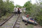 Zugkreuzung auf eingleisiger Strecke  Made by Bamboo Train . Bild (4/7) vom 23.März 2017.