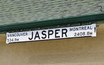 534,9 Meilen bis Vancouver und 2408,6 Meilen bis Montreal. So gesehen in Jasper am Bahnhof.

Jasper 19.08.2022