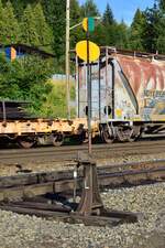 Nahanschicht eines Weichenhebels in Revelstoke.