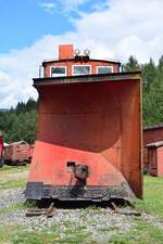 Blick auf einen Schneepflug im Revelstoke Railway Museum.