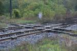 Gleiskreuzung von Haupt- und Anschlussbahn in Woodstock am 4.10.2009.