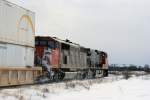 Nachschuss hinter der Doppeltraktion aus Class EF-644d #2618 und Class EF-638b #5547. Brechin, 25.01.2009