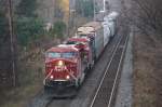 CPR engines AC4400CW 8726 und 9506 auf der CP North Toronto subdivision. 15.11.2009
