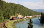 Die Morant's Curve mit Blick Richtung S�den: gemischter CP-G�terzug f�hrt in der Abendsonne Richtung Norden.
