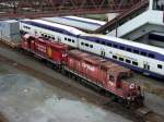 Canadian Pacific 1126 und 3026 rangieren am 16.09.2013 mit einem Gterzug in der Vancouver Waterfront Station.