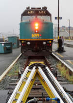 Lok 6405 der VIA Rail an der Spitze des Zuges von Montreal in Halifax: Endbahnhof! Halifax, 12.10.2019
