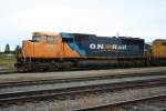 ONR (Ontario Northland Railway) SD75I 2103 am 8.8.2009 in Englehart. Diese Lok lief ber Stunden, bewegte sich aber leider nicht von der Stelle.
