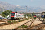 7123 012 (95 78 7123 012-5 HR-HŽPP | Bombardier RegioSwinger) ist erst vor Kurzem in Split (HR) gestartet und hat bereits hier in Solin eine Viertelstunde mehr auf der Uhr, die er auf seiner