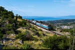HŽ Cargo 1141 210 und 1141 109 sind am 08.08.2021 mit einem Kesselzug unterwegs in Richtung Rijeka und konnte hier bei Krasica aufgenommen werden.