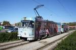 Kroatien / Straßenbahn Zagreb / Tramvaj Zagreb / Zagrebački Električni Tramvaj (ZET): Tatra T4YU - Wagen 456, aufgenommen im Oktober 2017 in der Nähe der Haltestelle  Autobusni Kolodvor  im Stadtgebiet von Zagreb.