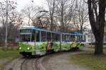 Straßenbahn Zagreb / Tramvaj Zagreb / Zagrebački Električni Tramvaj (ZET): Tatra KT4YU, Wagennummer 347 am Westbahnhof (Zapadni kolodvor). Aufgenommen im Januar 2013. 

