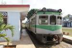 Am 06. April 2011 steht am Bahnhof Jaruco in der kubanischen Provinz Mayabeque  der Zug mit der Nummer 502 der Ferrocarril El�ctrico de Cuba (FELCUBA)   (FELCUBA)  zur R�ckfahrt zum Bahnhof Hershey (Camilo Cienfuegos) bereit.