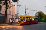 Straßenbahn 71-911  City Star  #019 der Linie 1 am 08.09.2021, Stacija, Daugavpils.