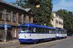 T3A 30514 + 30525 in der Maskavas iela an der Haltestelle Lubanas iela / 3. tramvaju depo. (06.08.2019)