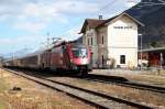 Fhnstimmung,Railjet mit 1116-217 nach Zrich HB bei der Durchfahrt in Schaan-Vaduz/FL am 18.03.12