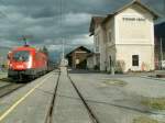 BB Lok 1116 207-0 durchfhrt am 05.03.07 mit einem Neuwagen  Autozug nach Buchs/SG Schweiz den Bhf.Schaan-Vaduz