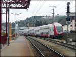  Ne pas embarquer  will heien, dass der Steuerwagen 003 im Bahnhof von Troisvierges am 23.04.08 in Richtung Abstellplatz fhrt.