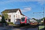 Steuerwagen 012 im Bahnhof von Wilwerwiltz, geschoben von Lok 4001.  22.08.2017  (Hans)