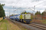 Am 23.02.24 schleppte 000 1506 der RBB einen kurzen Containerzug durch Wittenberg-Labetz Richtung Falkenberg(E).