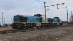 Mak 2106 2107 der Mittelweserbahn als Mietlok im Einsatz bei der CFL CARGO am 21 03 2009 im Verschiebebahnhof Bettemburg /Luxemburg