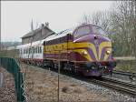 Die Museumsdiesellok 1604 aufgenommen am 25.01.09 beim Verlassen des Bahnhofs von Bissen in Richtung Ettelbrck.