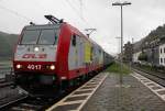 Lok 4017 der CFL kam am 05.10.2013 mit einem Sonderzug in Richtung Süden durch Kaub am Rhein.
