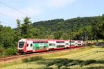 Personenzug Troisvierges - Luxembourg - Rodange is pushed by loc 4016 from the CFL in Cruchten, 25/6/2025
