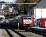 Lok 4009 kommt mit ihrem Zug im Bahnhof von Wiltz an.  02.02.08
