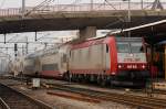 4018 hat mit den Doppelstockwagen den Bhf von Bettemburg (L) erreicht.11.04.2008