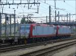 Doppeltraktion bestehend aus Lok 4001 und 4008 durchfhrt mit einen langen Gterzug ausnahmsweise den Bahnhof von Luxemburg am 08.06.08.