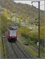 Frher musste man auf diesem Wanderweg hier die Schienen berqueren, dieser Gefahrenpunkt wurde entschrft, indem man den Wanderweg ber das Tunnelportal verlegte und damit auch noch eine neue Fotostelle schaffte. 25.10.09 (Jeanny)