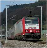 Die RB aus Wiltz fhrt am 18.02.10 zwischen Mersch und Lintgen in Richtung Luxemburg.