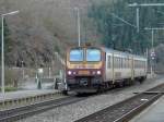 Am spten Nachmittag ist dieser Triebwagen als zustzlicher Zug von Montags bis Freitags auf der Strecke Luxemburg-Troisvierges anzutreffen. Foto aufgenommen im Bahnhof von Goebelsmhle am 11.02.08.
