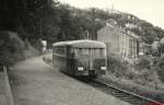 Z 151 der Museumsbahn Fond-de-Gras steht im Juli 1988 abfahrbereit im Bahnhof Rodange