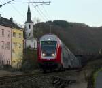 Steuerwagen 014 kurz nach Verlassen der Haltestelle Michelau am spten Nachmittag des 13.01.08.